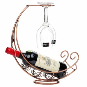 hongiuia wine glass rack - metal wine bottle rrack standing display rack, desktop stemware storage rack, pirate ship - bronze