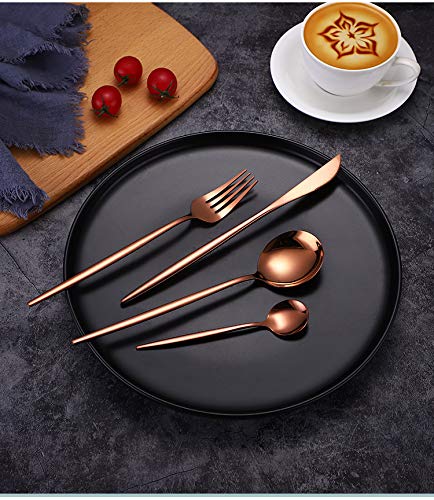 Rosegold 24 Silverware set for 6 people, gift sets with Premium box and Gift Letter, Stainless Steel Cutlery set, Housewarming Gift, flatware set with Knife/Fork/Spoon/Teaspoon