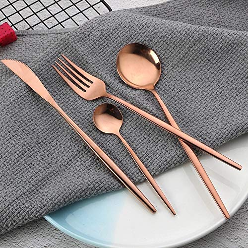 Rosegold 24 Silverware set for 6 people, gift sets with Premium box and Gift Letter, Stainless Steel Cutlery set, Housewarming Gift, flatware set with Knife/Fork/Spoon/Teaspoon