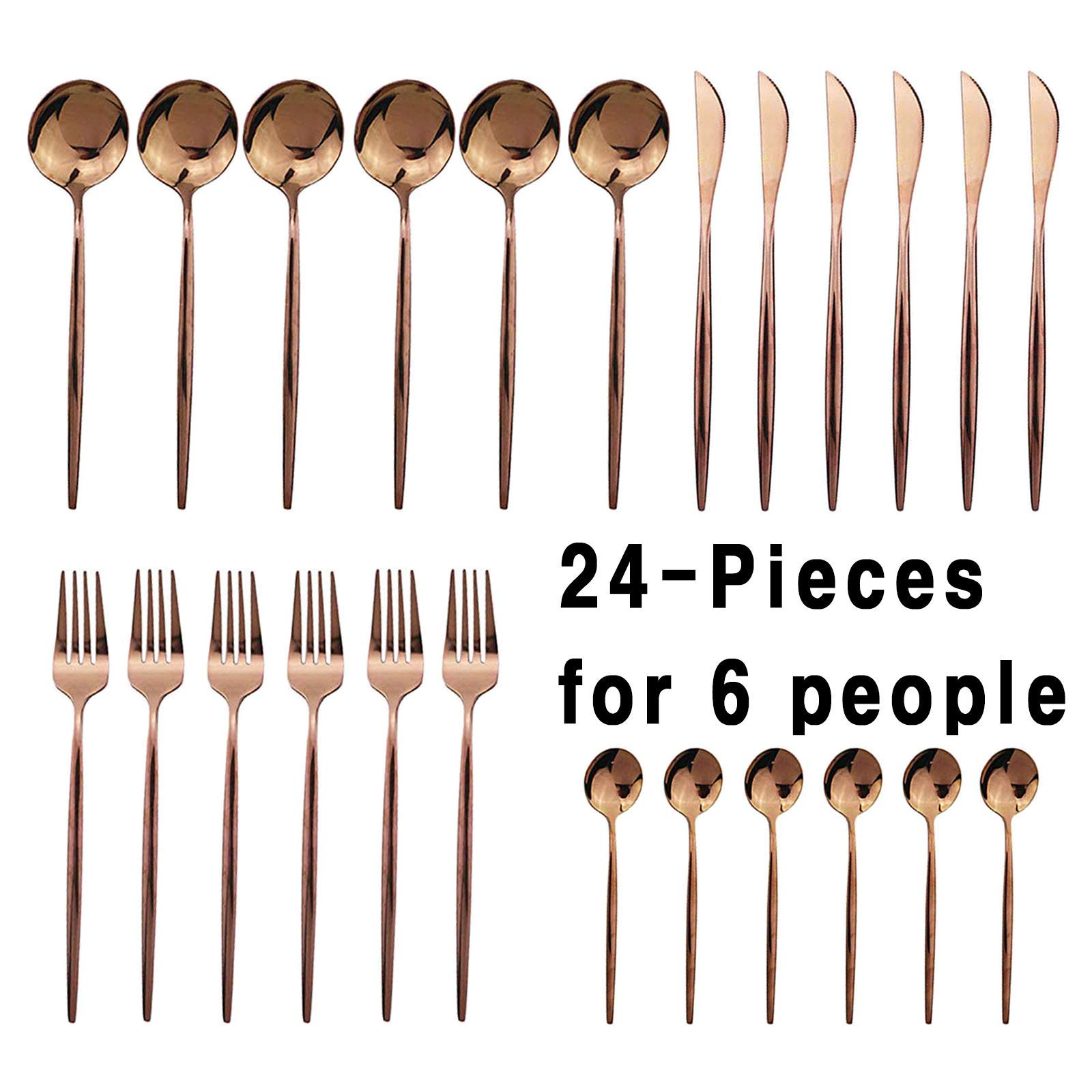 Rosegold 24 Silverware set for 6 people, gift sets with Premium box and Gift Letter, Stainless Steel Cutlery set, Housewarming Gift, flatware set with Knife/Fork/Spoon/Teaspoon