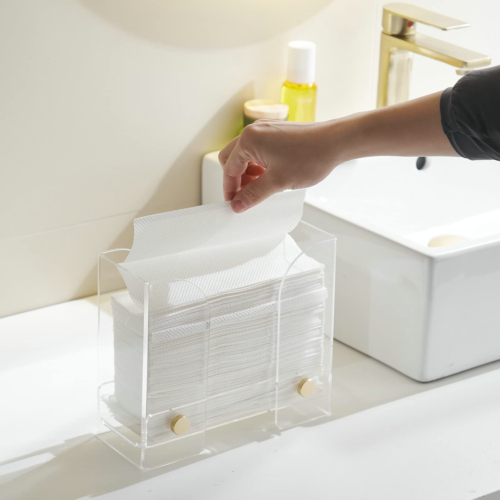 Paper Towel Dispenser Countertop Acrylic: Clear Paper Towel Holder Napkin Holder - Folded Guest Towel Storage - Suitable for Z-fold, C-fold or Multi-Fold Paper Towels