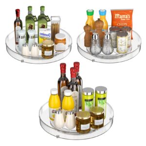 blitzlabs lazy susan turntable spice rack organizer round clear food storage container rotating condiments spinning organizer for kitchen, cabinets, pantry, refrigerator, countertops - set of 3