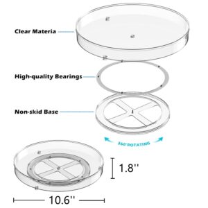 blitzlabs Lazy Susan Turntable Spice Rack Organizer Round Clear Food Storage Container Rotating Condiments Spinning Organizer for Kitchen, Cabinets, Pantry, Refrigerator, Countertops - Set of 3