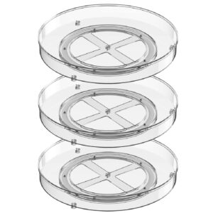 blitzlabs Lazy Susan Turntable Spice Rack Organizer Round Clear Food Storage Container Rotating Condiments Spinning Organizer for Kitchen, Cabinets, Pantry, Refrigerator, Countertops - Set of 3