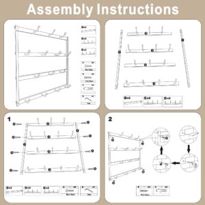 AJART Wall-Mounted Coffee Mug Holder: 14 Hooks Square Coffee Cup Rack - Metal Coffee Mug Holder Organizer Your Cups