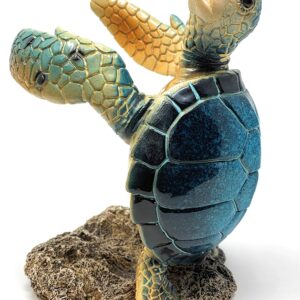 Globe Imports Blue Sea Turtle Resin Wine Bottle Holder, 7.75 Inches Tall