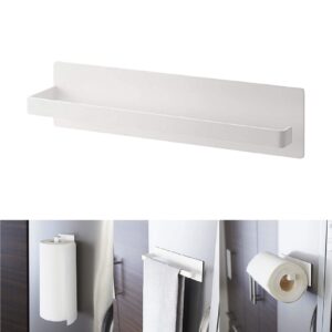 magnetic towel bar, kitchen towel rack magnetic paper towel holder for refrigerator multifunctional paper roll rack cabinet towel bar for bathroom, toilet, drill free - white
