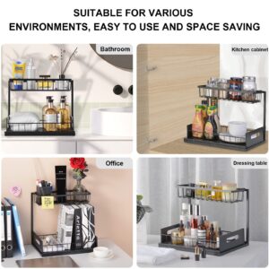 XCELLENT GLOBAL XG Under Sink Organizers and Storage,2-Tier Kitchen Sink Organiser with Sliding Storage Drawer,Pull-Out Cabinet Organizer Sliding Baskets for Cabinet, Cupboard,Bathroom Black