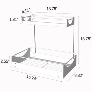 Silintion Under Sink Organizers and Storage-2-Tier Heavy Duty Metal Pull Out Drawers Under Cabinet Organizers Around Plumbing, for Under Kitchen Bathroom Sink Organizers and Storage(White)…