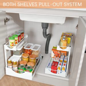 Silintion Under Sink Organizers and Storage-2-Tier Heavy Duty Metal Pull Out Drawers Under Cabinet Organizers Around Plumbing, for Under Kitchen Bathroom Sink Organizers and Storage(White)…