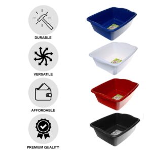 Wash Basin, 12 Quart Dish Pan, Plastic Wash Tub Dishpan Basin, Tub for Soaking Feet, Dish Pans For Washing Dishes, Dish Tub, Plastic Basin, Cleaning Supplies, 4 Asst. Colors, Size: 15''X12.6''X5.3''