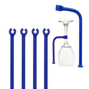 youu silicone stemware saver flexible stemware holder dishwasher wine glass protector tether silicone dishwasher attachment (blue/4 pcs)