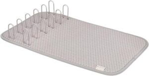 full circle shape shifter kitchen sink accessories, recycled microfiber dish mat + rack, gray