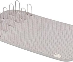 Full Circle Shape Shifter Kitchen Sink Accessories, Recycled Microfiber Dish Mat + Rack, Gray