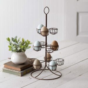 ctw home collection 370437 vintage-inspired nickel egg tree, 16-inch height