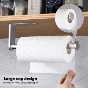 KES Paper Towel Holder Wall Mount or Under Cabinet, Adhesive Paper Towel Roll Holder for Kitchen, Screws and Self-Adhesive Strip Included, Aluminum Silver Finish, KPH400