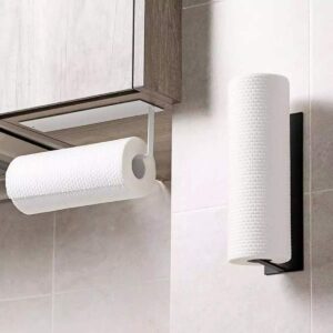 LUOOV Magnetic Paper Towel Holder, Self Adhesive Wall Mount Paper Towel Rack Magnetic, Magnetic Metal Towel Paper Bar for Kitchen, Pantry, Bathroom