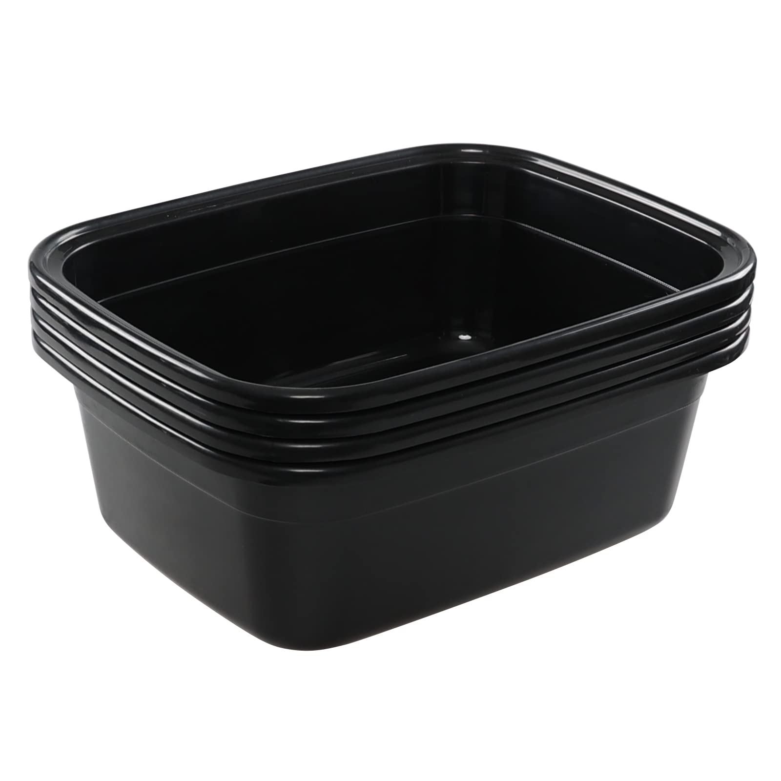 Kekow 16 Quart Plastic Wash Basin/Dish Pan, Pack of 4, Black