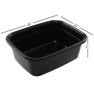 Kekow 16 Quart Plastic Wash Basin/Dish Pan, Pack of 4, Black