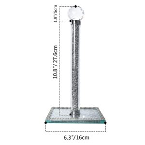Paper Towel Holder Stand, Silver Countertop Paper Towel Roll Dispenser Holders with Square Base,Tissue Holder Filled with Sparkly Crystal Crushed Diamond House Decor for Kitchen Bathroom, Heavy Weight