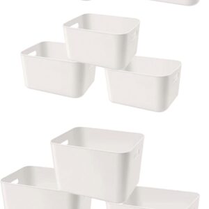 Amyup Set Of 8 Plastic Storage Bins,Versatile Kitchen Pantry Organization and Storage,for Plastic Storage Container Under Bed,Under Sink Bathroom Organizer (8 Pack, White)