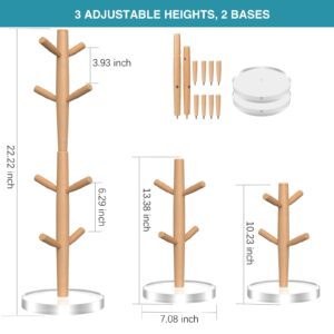 ONEDONE Coffee Mug Holder Wood Coffee Cup Holder with 8 Hooks 3-in-1 Mug Stands Coffee Mug Tree for Counter Christmas Gift for Women(Clear & Clear)