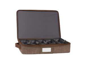 covermates keepsakes flatware storage box – stackable, reinforced handles, china storage-brown heather