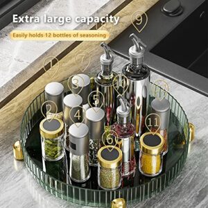 360° Rotating Lazy Susan Organizer, 11" Large Green Turntable Organizer for Spice Rack, Cabinet, Kitchen Countertop Cupboard, Acrylic Bathroom Counter Organizer for Cosmetics, Candle, Lotion Bottle