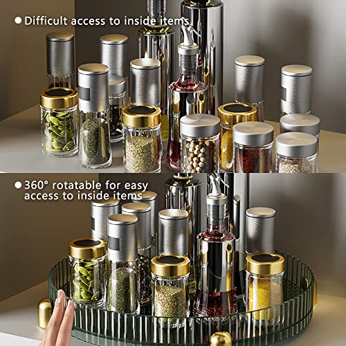 360° Rotating Lazy Susan Organizer, 11" Large Green Turntable Organizer for Spice Rack, Cabinet, Kitchen Countertop Cupboard, Acrylic Bathroom Counter Organizer for Cosmetics, Candle, Lotion Bottle