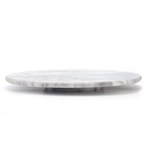 unknown1 off/white marble 12" lazy rotating serving board white stoneware