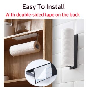 IAMKHO 2 PCS Paper Towel Holder, Adhesive Paper Towel Holder Under Cabinet Wall Mount for Kitchen Paper Towel, Toilet Tissue Roll Paper Holder, Paper Towel Rack for Bathroom