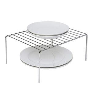 kitchen details medium helper shelf | cabinet & countertop organization | plates & dinnerware | glasses | maximize space | free standing | chrome