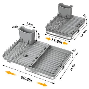 OROPY Dish Drying Rack Expandable Dish Rack, Large Dish Drainer with Utensil Holder, Stainless Steel Dish Drain for Kitchen Counter