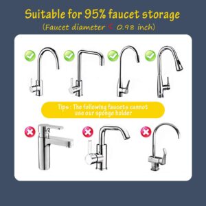 Faucet Rack Over Faucet Sponge Holder Faucet Caddy Faucet Sponge Holder Stainless Steel Sponge Holder for Soap, Scrubber, Towel etc