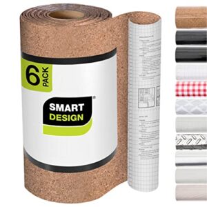 smart design shelf liner cork adhesive - (18 inch x 24 feet) - drawer cabinet paper - kitchen [cork] - set of 6-24' total