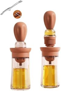 silicone brush and oil bottle duo set – amplify your kitchen with this food-grade, precise dispensing and stylish kitchen accessory in iron yellow, t-ob21
