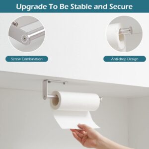 BWE Under Cabinet Paper Towel Holder Wall Mount Paper Towels Roll Holder SUS304 Stainless Steel Under Counter Paper Roll Holders for Kitchen RV Pantry Sink Bathroom,Silver(2 PC)