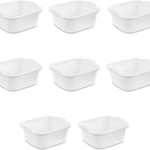 Sterilite 6478008 12 Quart Dishpan, Qt, White, (Pack of 8)