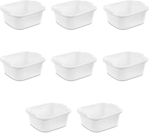 Sterilite 6478008 12 Quart Dishpan, Qt, White, (Pack of 8)