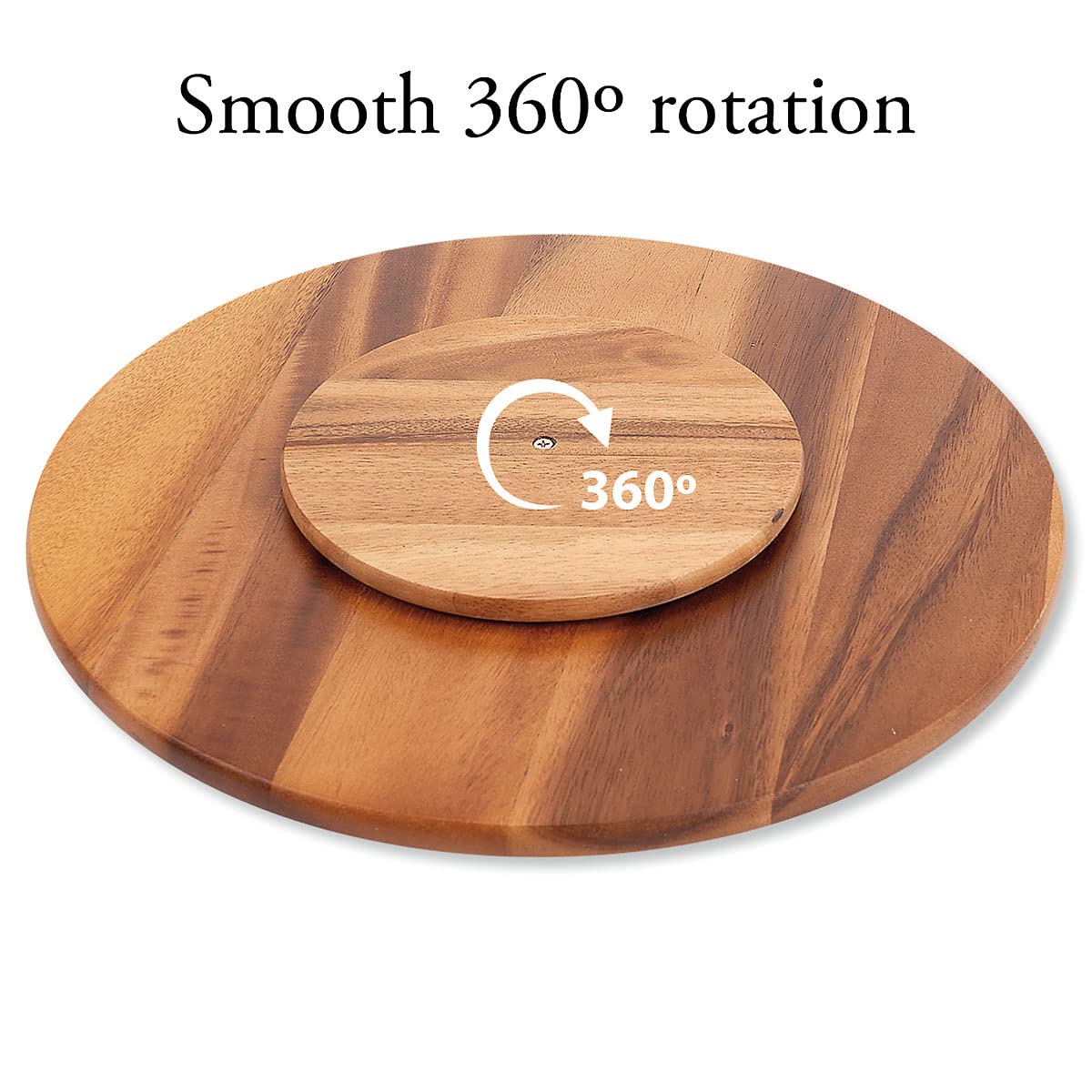 Laurel Initial Personalized Wood Lazy Susan - Laser Engraved 14-Inch Diameter Turntable Tray, Kitchen Counter and Dining Room Table Stand, Smooth Rotating Base, Acacia Wood, by Lillian Vernon