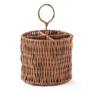 the lakeside collection woven flatware caddy - wicker utensil holder & organizer - country rustic decor