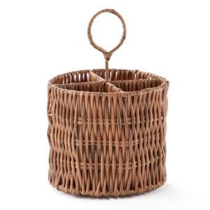 The Lakeside Collection Woven Flatware Caddy - Wicker Utensil Holder & Organizer - Country Rustic Decor