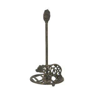 bear-themed rustic cast iron paper towel holder - enhance your kitchen with mountain cabin charm and functional style - easy assembly -14.5 inches high