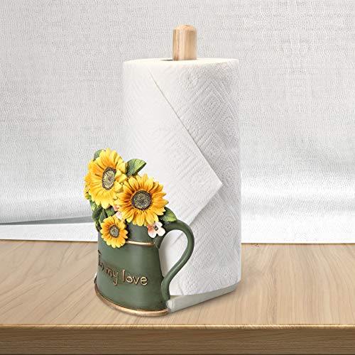 JHNIF Paper Towel Holder with Flower Basket Decoration, Resin Crafts Display for Kitchen Cafe Western Restaurant Cake Shop Dessert Shop.