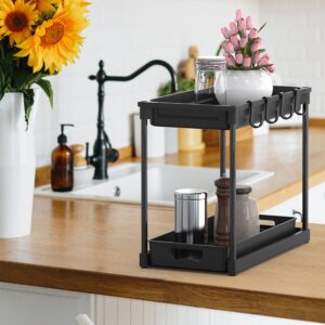 Simple Houseware 2-Tier Standard Under Sink Storage Organizer, Black