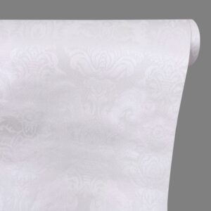 simplelife4u peel & stick shelf liner waterproof drawer paper 17.7 inch by 9.8 feet, white damask