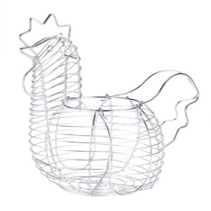 Cabilock Chicken Egg Wire Basket Farmhouse Style Egg Storage Holder Iron Hen Eggs Container Party Easter Eggs Basket Decorative Fruit Snack Serving Basket