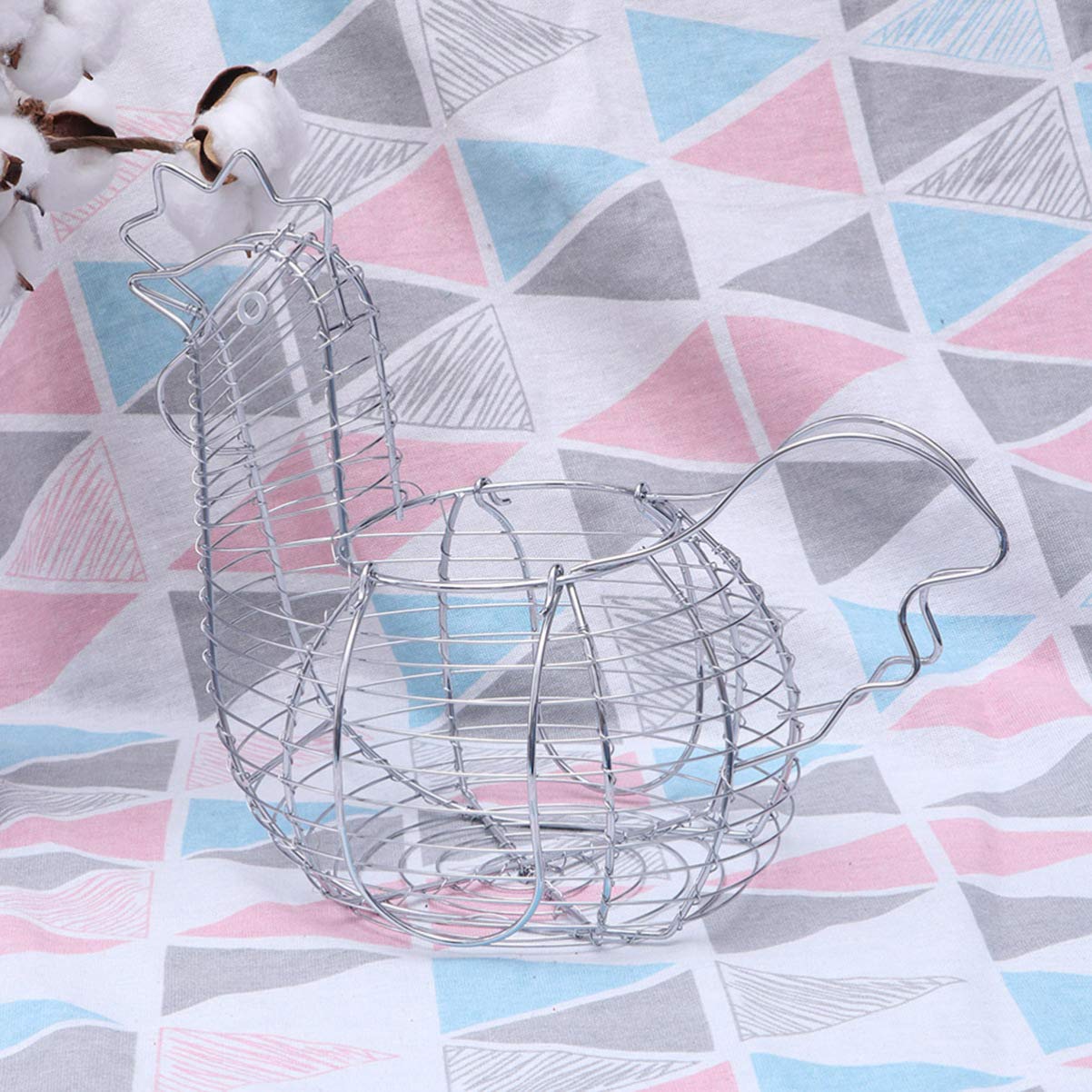 Cabilock Chicken Egg Wire Basket Farmhouse Style Egg Storage Holder Iron Hen Eggs Container Party Easter Eggs Basket Decorative Fruit Snack Serving Basket