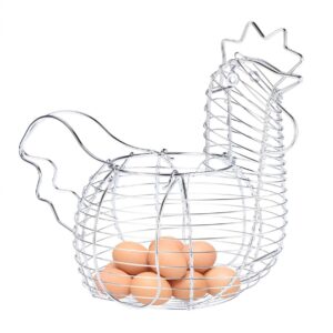 Cabilock Chicken Egg Wire Basket Farmhouse Style Egg Storage Holder Iron Hen Eggs Container Party Easter Eggs Basket Decorative Fruit Snack Serving Basket