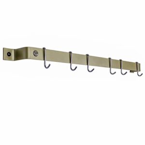 enclume handcrafted 30" easy mount, 6 hooks, brass wall rack